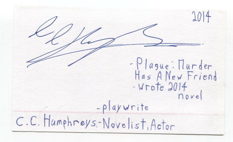 Chris Humphreys Signed 3x5 Index Card Autographed Signature Actor C.C. Author