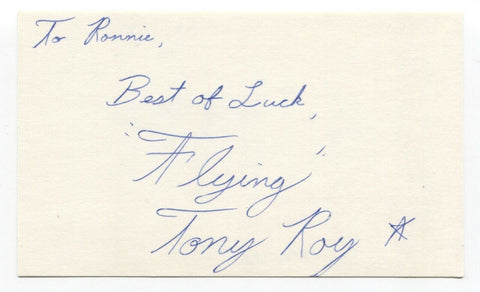 Vintage Flying Tony Roy Signed Wrestling 3x5 Index Card Autographed Signature