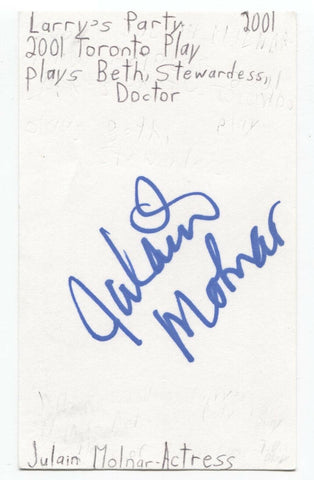 Julain Mulnar Signed 3x5 Index Card Autographed Signature Actress Reign