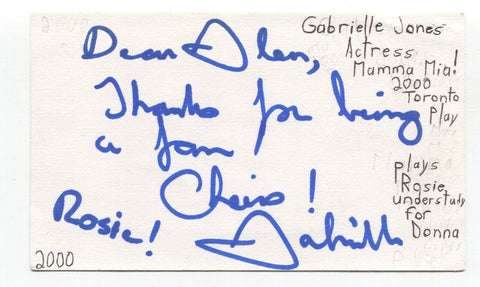 Gabrielle Jones Signed 3x5 Index Card Autograph Actress Karate Do