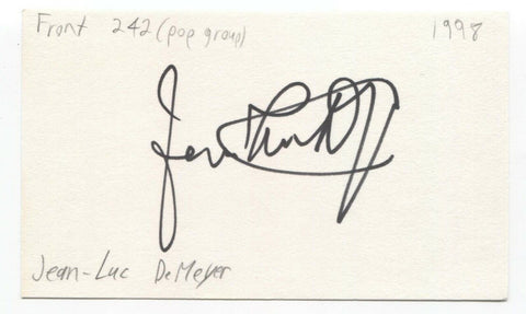 Front 242 - Jean-Luc De Meyer Signed 3x5 Index Card Autographed Signature