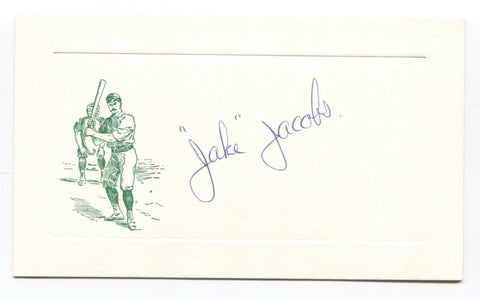Jake Jacobs Signed Card Autograph Baseball MLB Roger Harris Collection