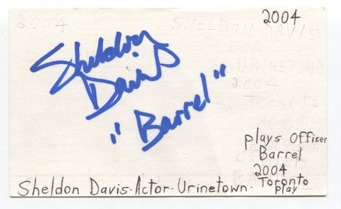 Sheldon Davis Signed 3x5 Index Card Autographed Actor Due South