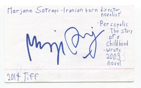 Marjane Satrapi Signed 3x5 Index Card Autographed Signature Director
