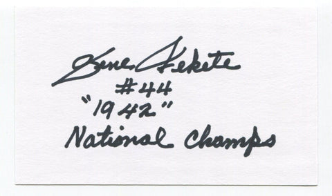 Gene Fekete Signed 3x5 Index Card Autographed NFL Football 1942 Ohio State Champ