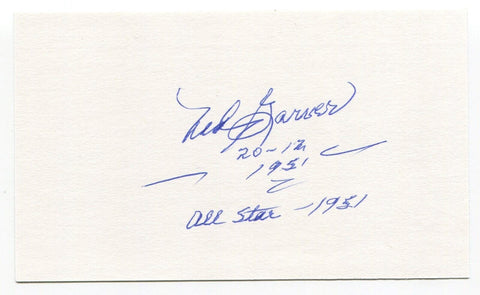 Ned Garver Signed 3x5 Index Card Autographed MLB Baseball St. Louis Browns