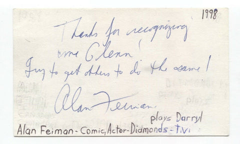 Alan Feiman Signed 3x5 Index Card Autographed Signature Actor Comedian