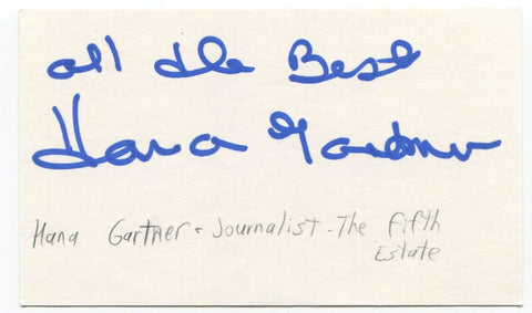 Hana Gartner Signed 3x5 Index Card Autographed Signature Reporter Journalist