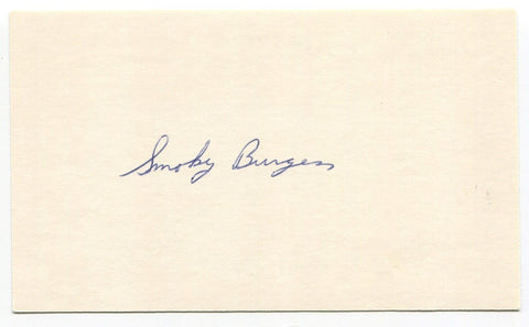 Smoky Burgess Signed 3x5 Index Card Autographed MLB Baseball Phillies