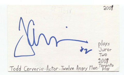 Todd Cerveris Signed 3x5 Index Card Autograph Signature Actor Law and Order