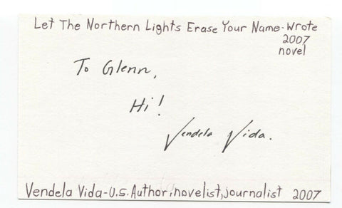 Vendela Vida Signed 3x5 Index Card Autographed Signature Author Journalist