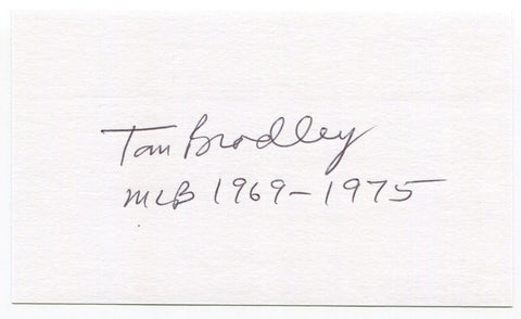 Tom Bradley Signed 3x5 Index Card Autographed Baseball 1969 California Angels