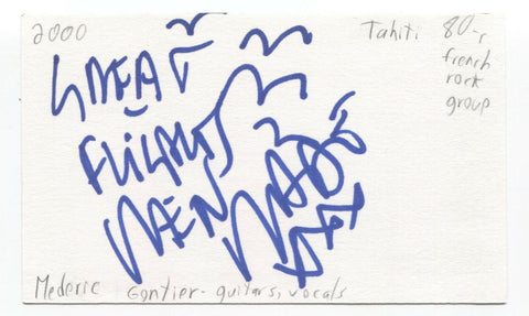 Tahiti 80 Mederic Gontier Signed 3x5 Index Card Autographed Signature