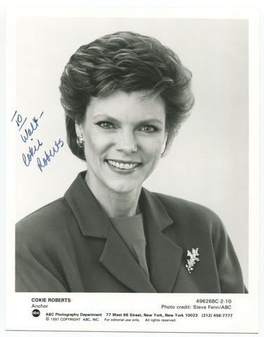 Cokie Roberts Signed 8x10 Photo Vintage Autographed Signature Journalist