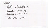 Rod Breedlove Signed 3x5 Index Card Autographed football Washington Redskins