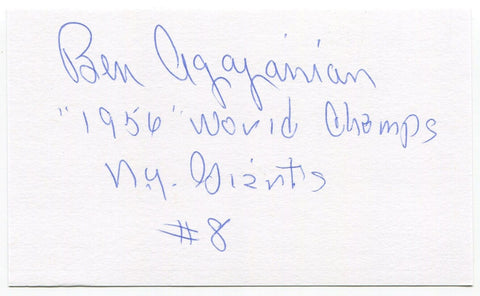 Ben Agajanian Signed 3x5 Index Card Autograph Signature NFL New York Giants 1956