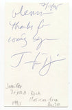 Jennifer Trynin Signed 3x5 Index Card Autographed Signature Singer