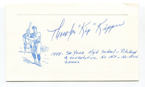 Thornton "Kip" Kipper Signed Card Autograph MLB Baseball Roger Harris Collection