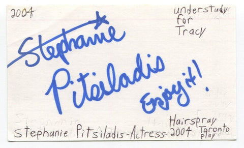 Stephanie Pitsiladis Signed 3x5 Index Card Autographed Actress Patch Town