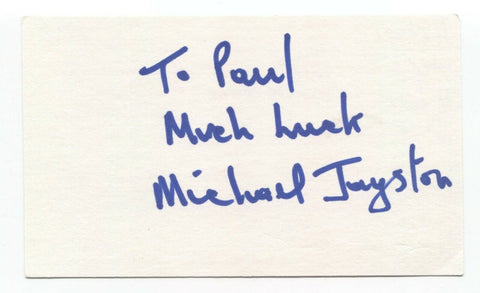 Michael Jayston Signed 3x5 Index Card Autographed Signature Dr. Who