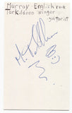 Murray Torkildsen Signed 3x5 Index Card Autographed Signature Singer Songwriter