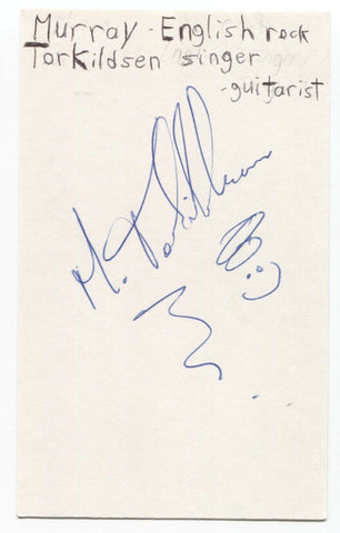 Murray Torkildsen Signed 3x5 Index Card Autographed Signature Singer Songwriter