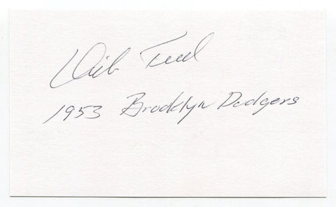 Dick Teed Signed 3x5 Index Card Autograph Baseball MLB 1953 Brooklyn Dodgers