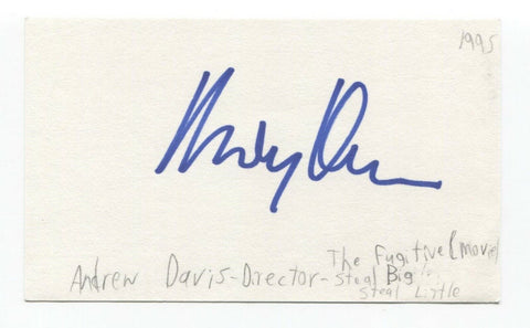 Andrew Davis Signed 3x5 Index Card Autographed Signature Director The Fugitive