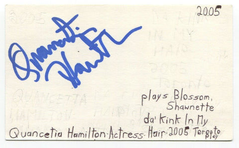 Quancetia Hamilton Signed 3x5 Index Card Autographed Actress Umbrella Academy