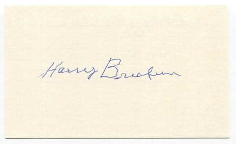 Harry Brecheen Signed 3x5 Index Card Autographed Cardinals World Series MLB