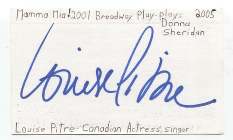 Louise Pitre Signed Index 3x5 Card Autographed Signature Actress