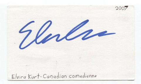 Elvira Kurt Signed Index 3x5 Card Autographed Actress Comedian Host