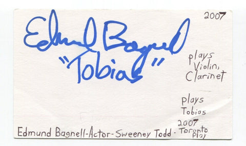 Edmund Bagnell Signed 3x5 Index Card Autographed Actor Sweeney Todd