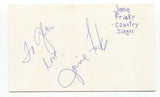 Janie Fricke Signed 3x5 Index Card Autographed Signature Country Singer