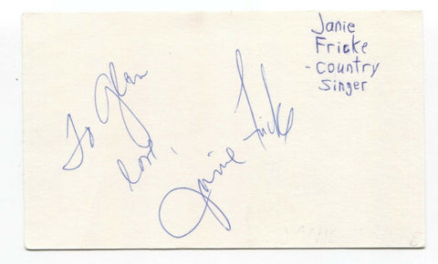 Janie Fricke Signed 3x5 Index Card Autographed Signature Country Singer