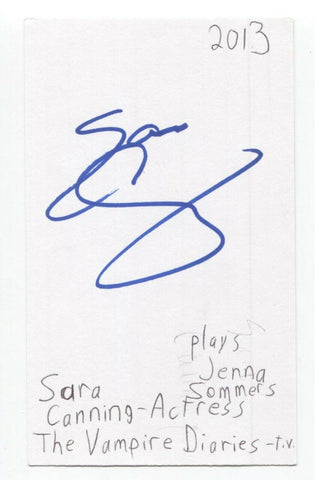 Sara Canning Signed 3x5 Index Card Autographed Signature Vampire Diaries