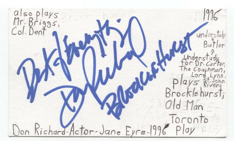 Don Richard Signed 3x5 Index Card Autographed Signature Actor Jane Eyre