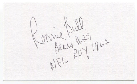 Ronnie Bull Signed 3x5 Index Card Autograph NFL Football 1963 Chicago Bears ROY