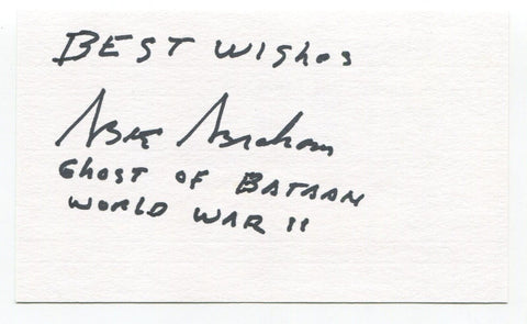 Abie Abraham Signed 3x5 Index Card Autographed Ghost of Bataan WWII US Army
