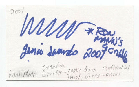 Ron Mann Signed 3x5 Index Card Autographed Film Director Comic Book Confidential