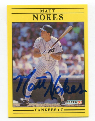 1991 Fleer Matt Nokes Signed Card Baseball RC Autograph AUTO #674
