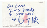Jeremy Hotz Signed 3x5 Index Card Autographed Comic David Letterman Show