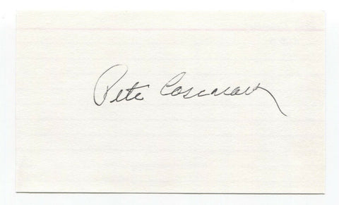 Pete Coscarart Signed 3x5 Index Card Baseball Autographed Signature