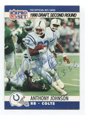 1990 NFL Pro Set Draft Anthony Johnson Signed Card Football Autograph AUTO #705