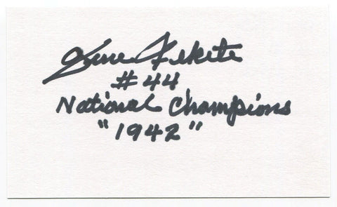 Gene Fekete Signed 3x5 Index Card Autographed NFL Football 1942 Ohio State Champ