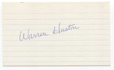 Warren Huston Signed 3x5 Index Card Baseball Autographed Signature