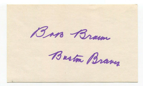 Bob Brown Signed 3x5 Index Card Autographed Baseball Signature Boston Braves