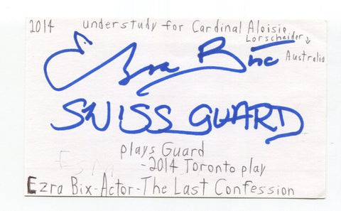 Ezra Bix Signed 3x5 Index Card Autographed Actor The Last Confession Janus