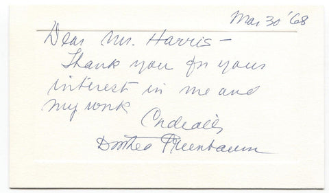 Dorothea Greenbaum Signed Card Autographed Artist Signature 