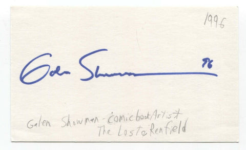 Galen Showman Signed Index Card Autograph Signature Comic Book Artist